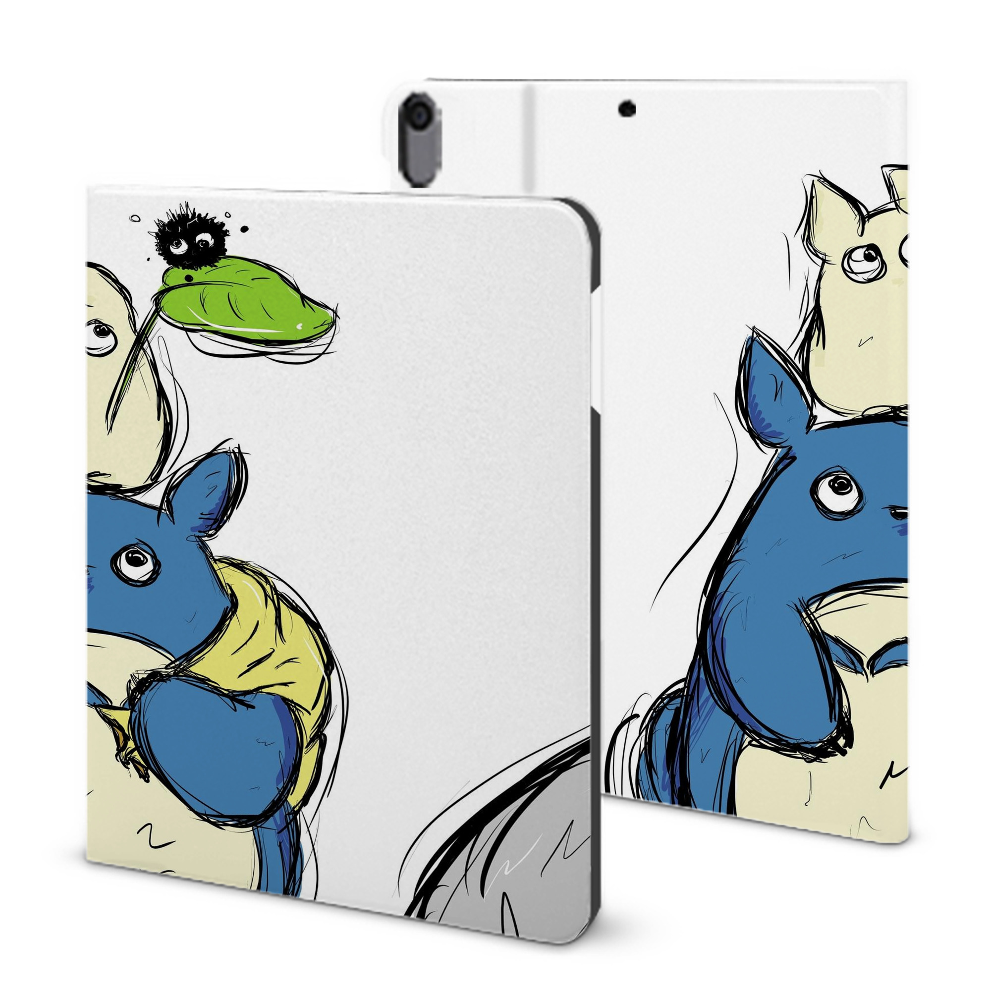 （画像用） となりのトトロ 草壁メイ 草壁サツキ My Neighbor Totoro Satsuki Kusakabe Mei Kusakabe IPad ケース ブック型 PUレザー TPU 耐衝撃 軽量 薄型 ペン収納なし 全面保護 IPad 各モデル対応